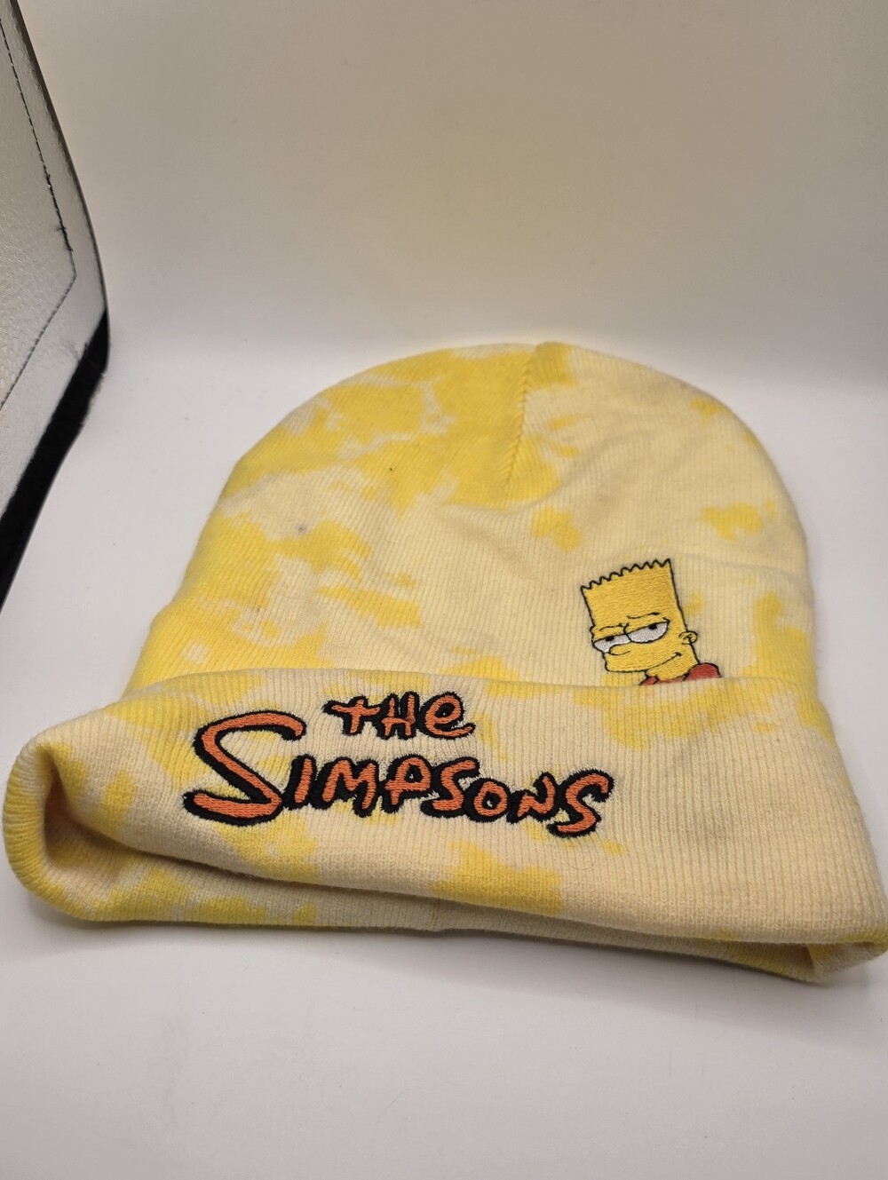 Vintage RARE Bart Simpson Simpsons Embroidered Tie Dye OS Yellow Beanie Unisex